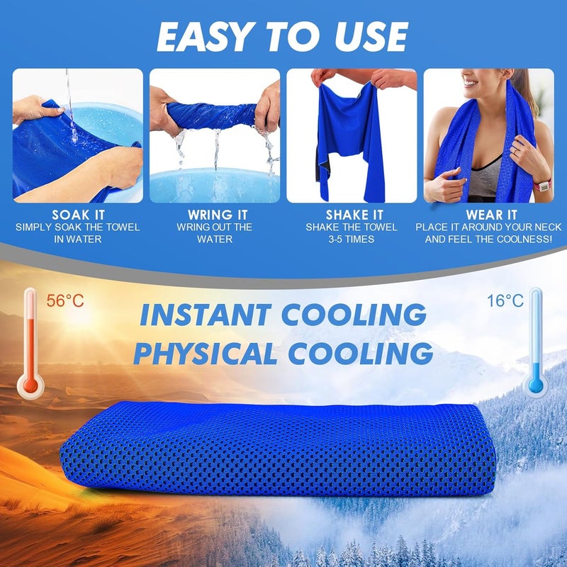 CASITE 12 Pack Cooling Towels Bulk (47"x12") for Neck and Face, Ice Towel for Hot Weather, Soft Breathable Chilly Gym Towels, Microfiber Towel for Work Out, Yoga, Running, Camping & More Activities - Image 2